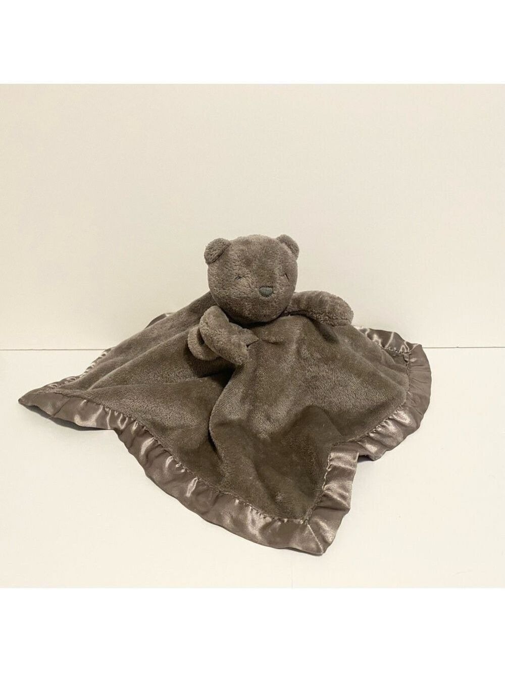 Carters Bear Lovey Plush Gray Satin Security Blanket Baby Boy Teddy Lovie Toy